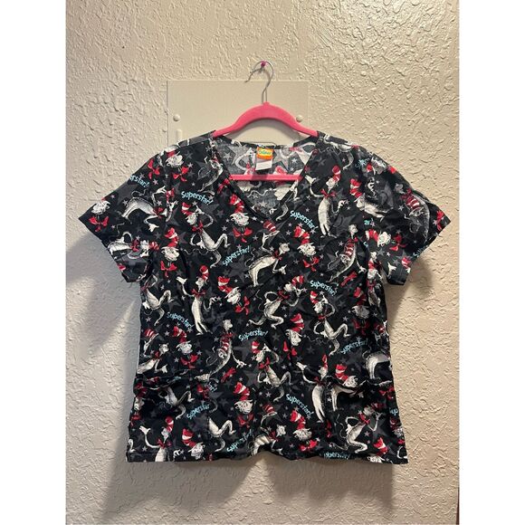Dr. Seuss Patterned Scrub Top Woman’s Size XL - Picture 1 of 10